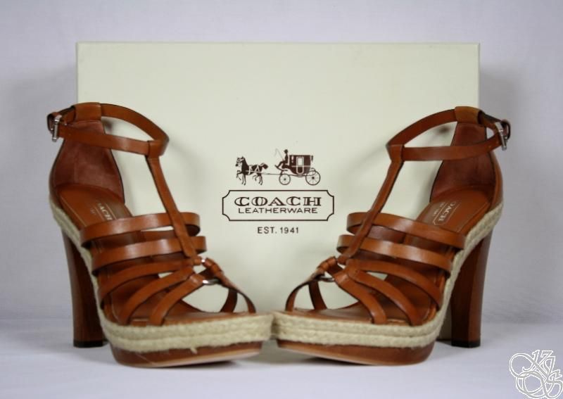 COACH Delanie Veg Cognac Leather Heels Womens Shoes New A3153  