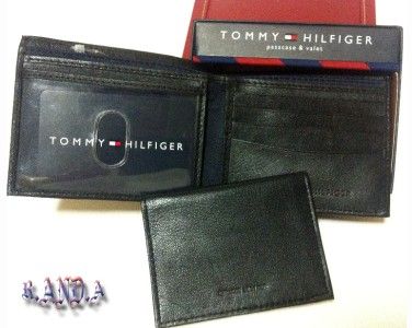 Tommy Hilfiger Leather Bifold Passcase Wallet Black Men  