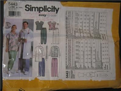 Simplicity Scrub Pattern Men Women Plus Size XL   XXXL  
