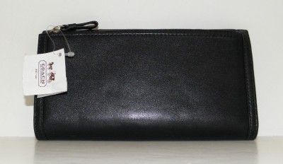 NEW COACH MIA BLACK LEATHER CHECKBOOK WALLET 44311  