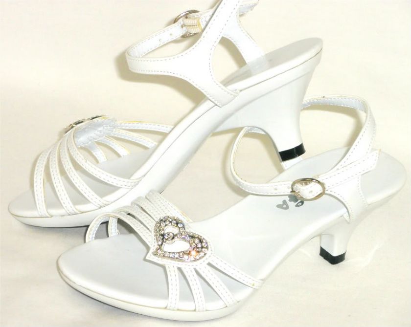 Pageant Wedding Dance Flower Girl Party Dress Rhinestone Heart Sandals 