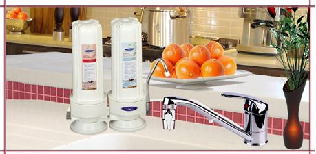 CRYSTAL QUEST CERAMIC COUNTER TOP DOUBLE WATER FILTER  