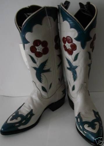 WESTERN VINTAGE STYLE ACME BONE Inlays Women Size 6 NEVER WORN  