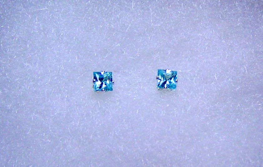   Square Earrings Set in S/S, Cambodia, .40 Carats, VVS, 3 mm Squares