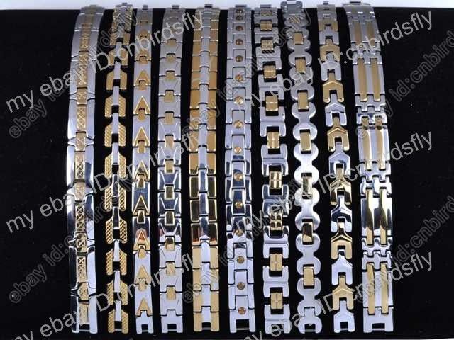   jewelry Lots Gold Silver bicolor Stainless Steel Charm Men Bracelets