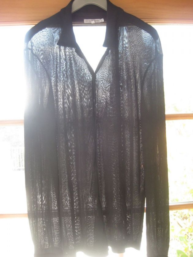 Emporio Armani black sheer button front fitted shirt size XL  