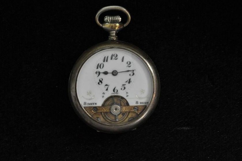   49.5MM SWISS 8 DAY EXPOSED BALANCE POCKET WATCH FOR REPAIRS  