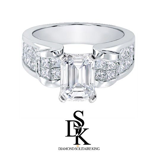 10 carat F G/VS2 Emerald Cut Diamond Engagement Ring  