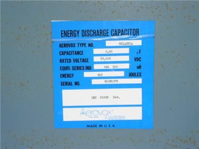 AEROVOX AEROSTOR HV CAPACITOR 25.0 kV  