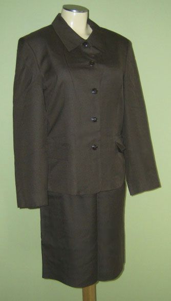 TALBOTS BROWN Jacket SKIRT SUIT Petite 10/12 10P 12P  