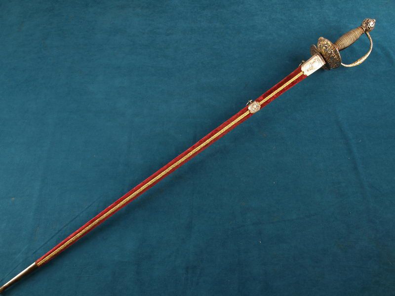 Antique 18th C. French Gold Inlaid Court Sword Rapier NO German 