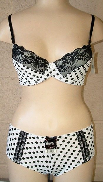 PC. FLOWER LACE/ POLKA DOTS BRA BOYSHORTS SET  w/bk  