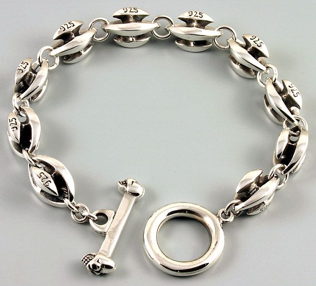 MUSCLE CUSTOM POWER ROCKER STERLING SILVER BRACELET 8  