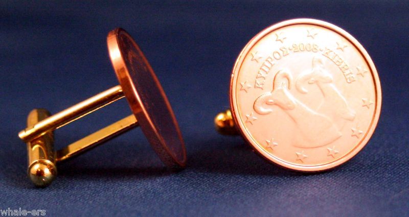 CYPRUS 5 Euro Cent Coin Mouflon Sheep New Cufflinks  