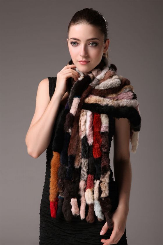 0019 Winter Rex rabbit fur neck warmer scarf muffler scarves 