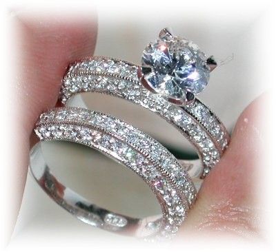 5CT CZ WEDDING ENGAGEMENT 2 RING SET SZ 5 6 7 8 9  