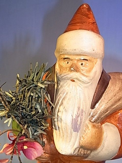 SAN14 * SANTA CLAUS BELSNICKLE RARE CERAMIC CHRISTMAS FIGURE ANTIQUE 