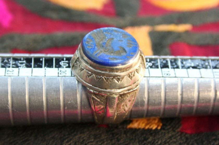   MUGHAL SEAL .925 STERLING SILVER RING   SIZE 6 10 BIRD INTAGLIO  