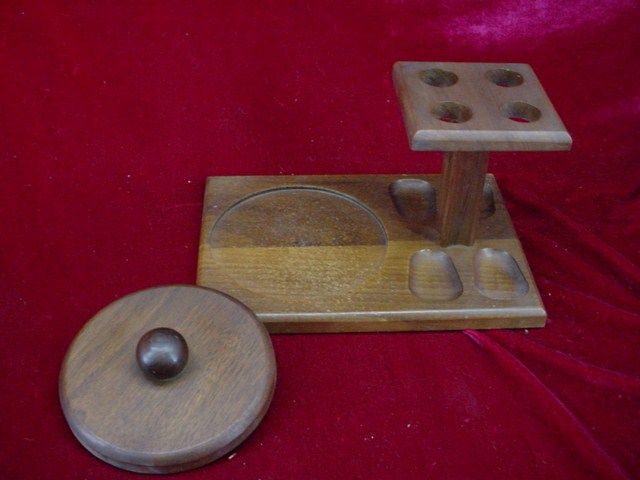   Tobacco PIPE STAND and HUMIDOR HOLDER Lid Aztec Clay Disc  