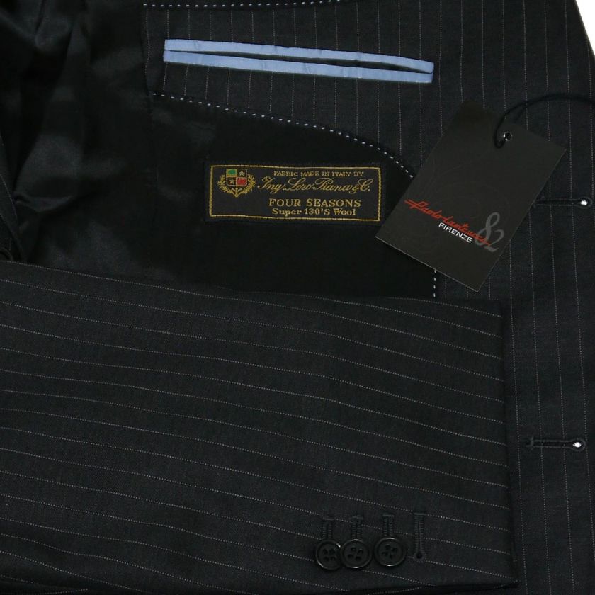 NWT $1995 LORO PIANA 130S WOOL MENS SUIT CHARCOAL GRAY PINSTRIPE 