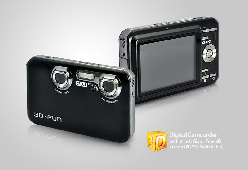 3D Digital Camcorder with 3 inch Glass Free 3D Screen (2D/3D 