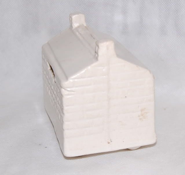 Antique English Saltglaze Stoneware House Shape Bank  