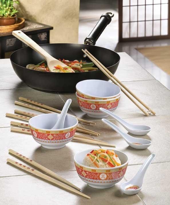 16pc Complete stir fry WOK cooking pan Bowl GIFT SET  