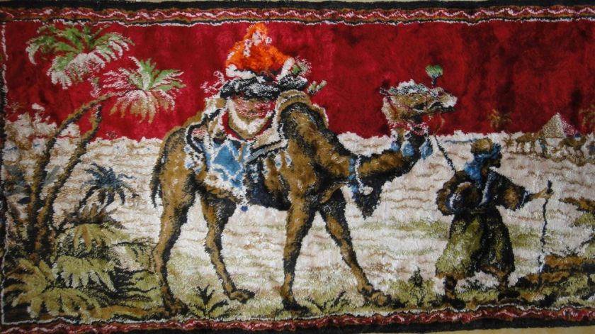 VTG ORIENTAL EXOTIC WALL RUG CARPET TAPESTRY TEXTILE  