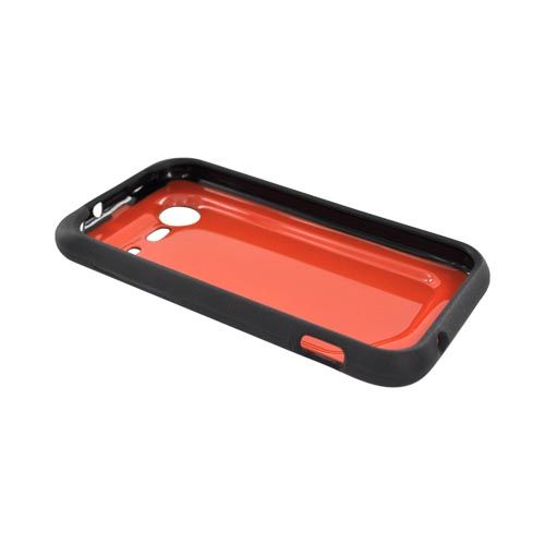 BLACK ORANGE Hard Gummy Case For HTC Droid Incredible 2  