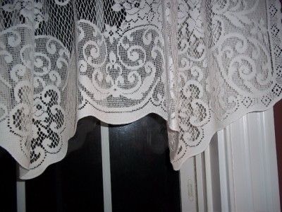   LACE CURTAIN TIER VALANCE FLORAL DESIGN WINDOW 64 X 24 WCVT507  