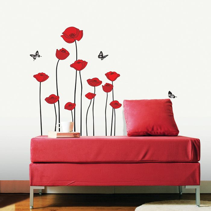 RED POPPY ★ HOME DECOR MURAL ART WALL DECAL STICKER  