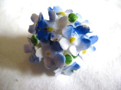   ME NOT FLOWER POSY BROOCH 1940S ROYAL ADDERLEY BONE CHINA  