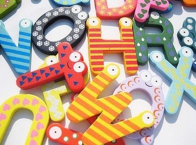 Kids Wooden Toy Teaching Alphabet Fridge Magnetic Magnet Se  