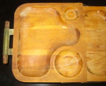 VINTAGE WOODEN KAROFF FOLD OUT ORGANIZER DISH TRAY  