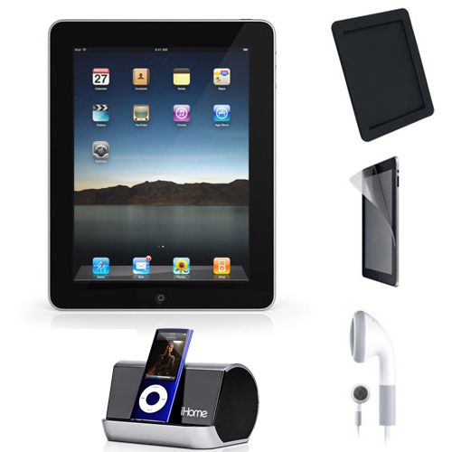 Apple iPad 1st Gen 16GB WiFi +3G MC349LL/A Super Kit + Skin Cover 