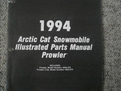 1994 Arctic Cat Snowmobile Parts Manual Catalog Prowler  