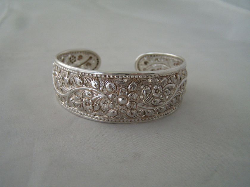  Novica Artisan Crafted Sterling Sweet Jasmine Cuff Bracelet  