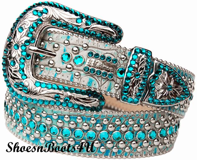 simon SWAROVSKI CRYSTAL WESTERN BUCKLE ICEY WAVEY BELT BB XXL 38 $ 