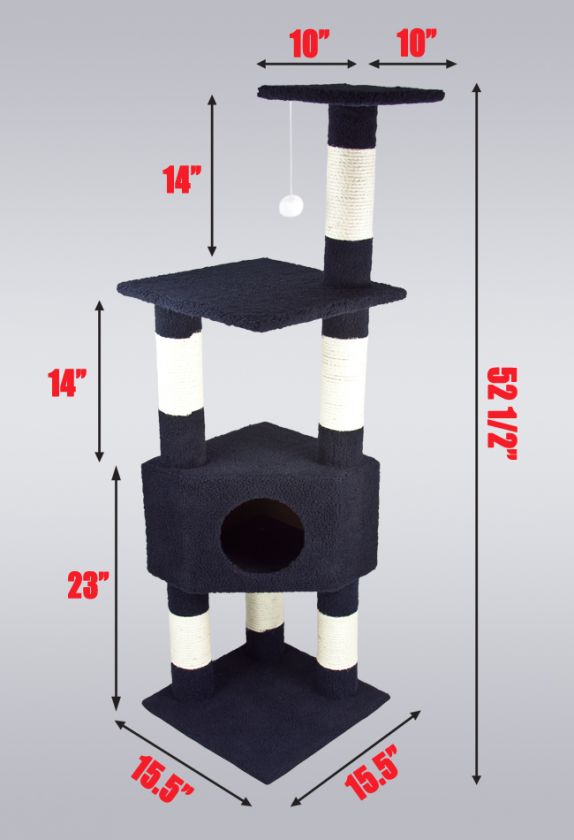 New Cat Tree 4 Level Condo Furniture Scratching Post Pet House w/ Toy 