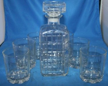 Barware Whiskey Wine Decanter Beverage set w / 6 glasses  