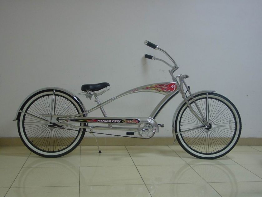 26 Stretch Beach Cruiser Bike w 68 Spokes Chrome  