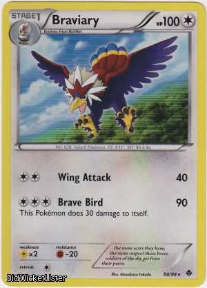   88 Braviary Holofoil Rare Pokemon Card Black & White Emerging Powers