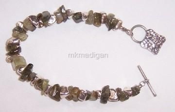 Silpada Rare Sterling Silver Chunk Peridot Green Bracelet B0904 