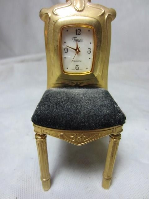 BRASS COLLECTIBLE TIMEX MINI CHAIR CLOCK 2X2X4  