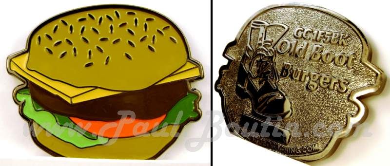 Old Boot Burger GC1F5BK Hamburger Cheeseburger Geocoin  