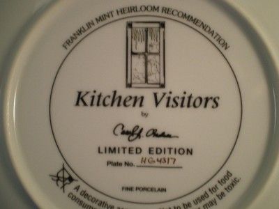 KITCHEN VISITORS FRANKLIN MINT PLATE  CAROL J. ENDRES  