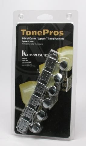 TonePros Kluson 6 In Line Bolt Bushing Tuners CHROME  