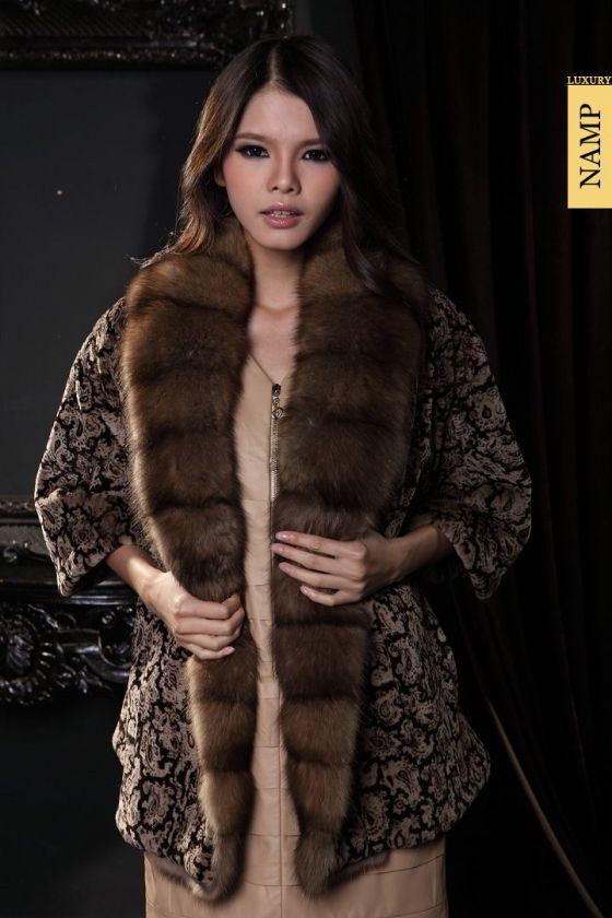   SAGA FURS Womens Top luxury (velvet mink printing )MINK Coat  