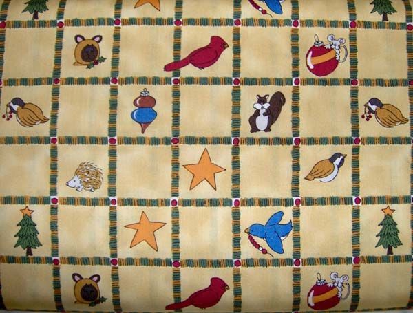 Christmas Motifs Primitive Cardinal FQ Quilting Fabric  