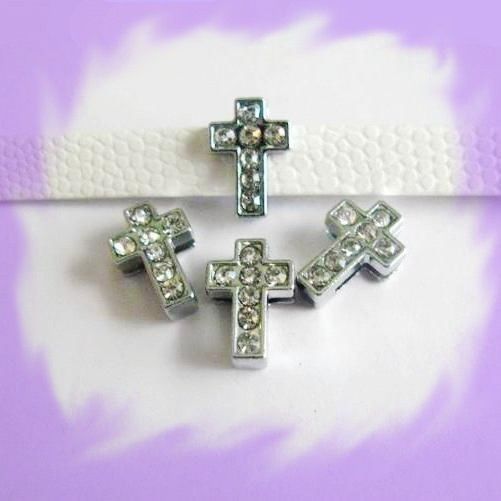 20pcs 8mm cross Slide Charms Pet Dog Cat Collar  